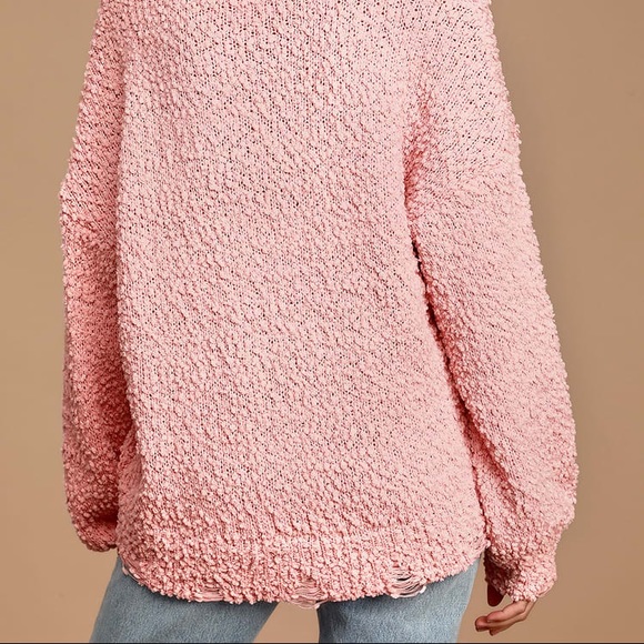 Light Pink Knit Distressed Sweater - Picture 2 of 4